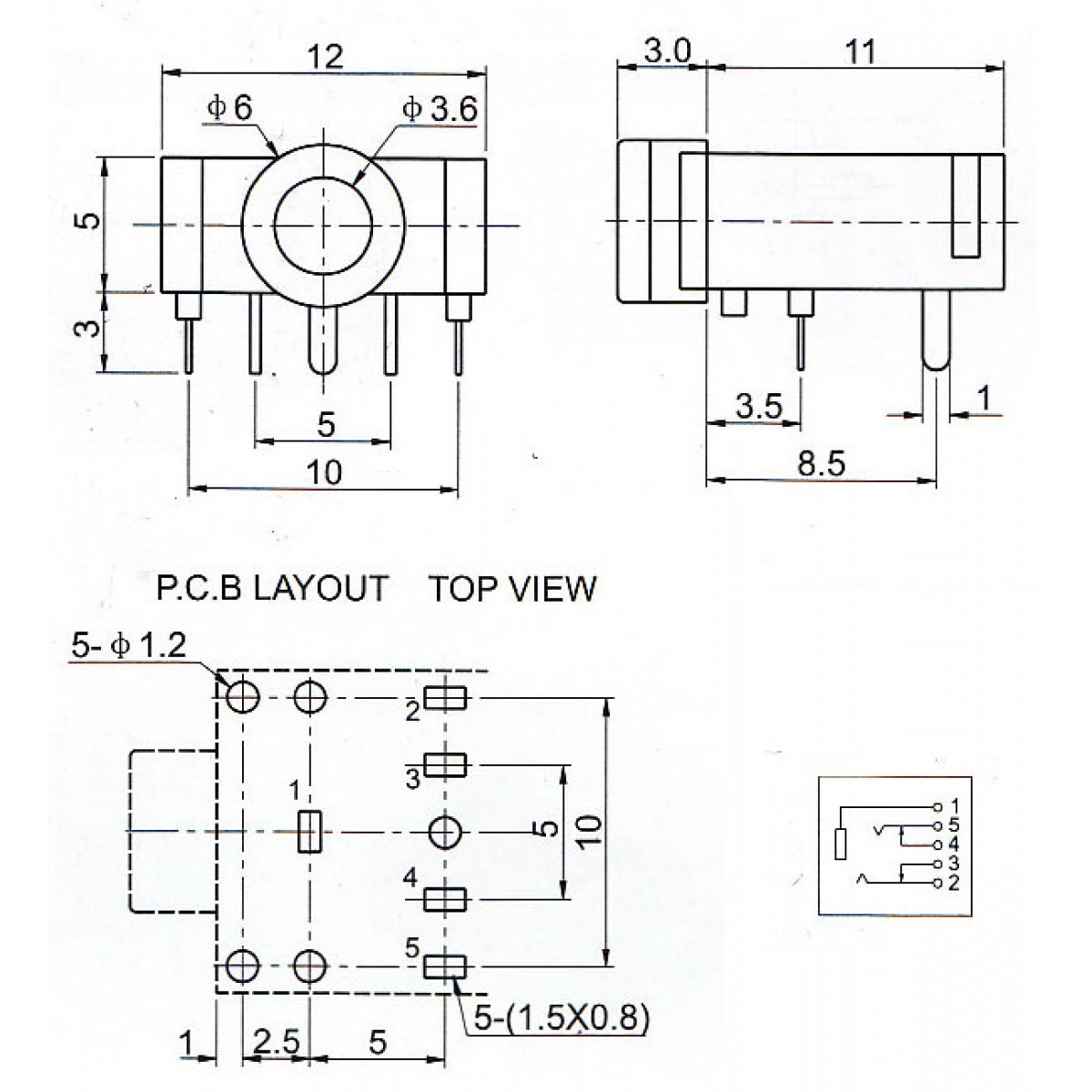 Audio Jack 3.5mm Female (metaal en plastic) 3.5FEMPM